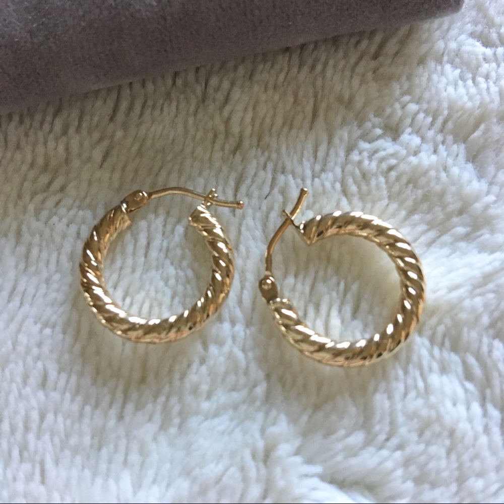 14k gold croissant hoops